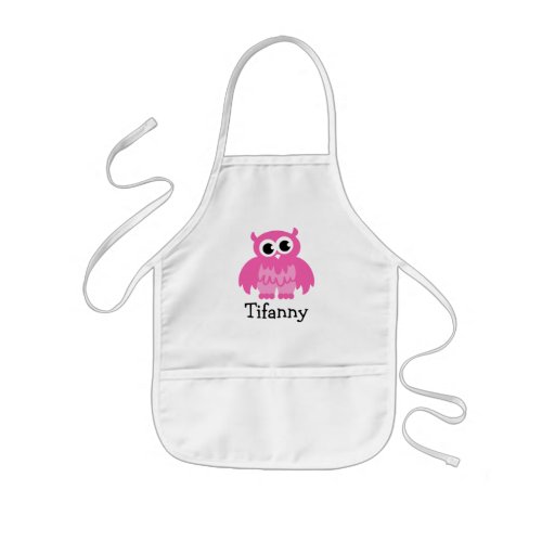 Cute pink owl apron for kids  Personalizable name