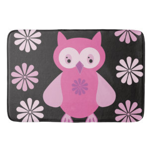 Cute pink owl bath mat
