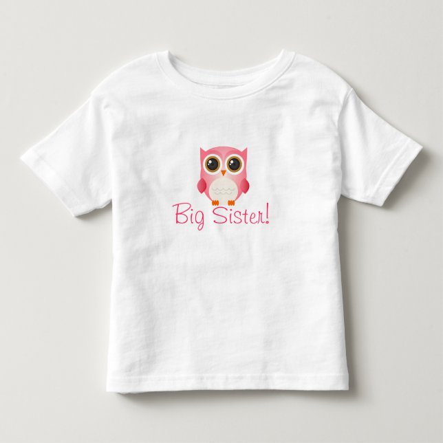Cute Pink Owl, Big Siter, Toddle T-Shirt (Front)