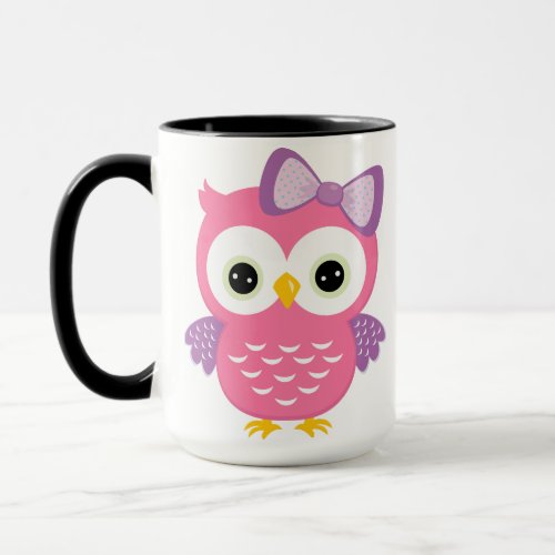 Cute Pink Owl combo mug with personalized name