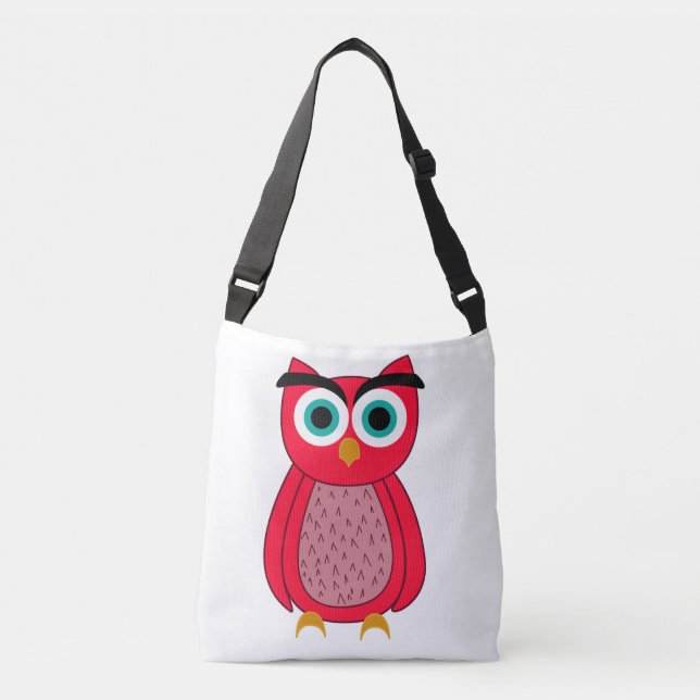 Cute Pink Owl Crossbody Bag (Front)