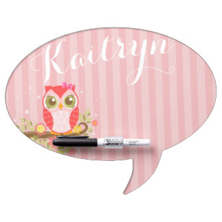 Cute Pink Owl - Custom Speech Bubble Message Board