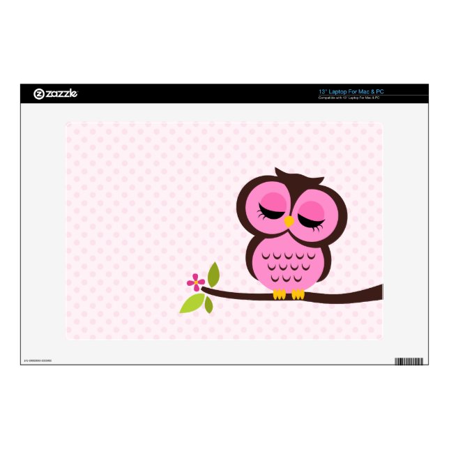 Cute Pink Owl Decal For 13" Laptop (Product)