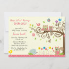 Cute Pink Owl Girl Baby Shower Invitations