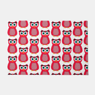 Cute Pink Owl Illustration Doormat