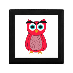 Cute Pink Owl Illustration Gift Box