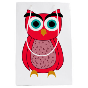 Cute Pink Owl Illustration Medium Gift Bag