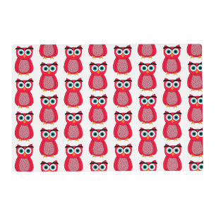 Cute Pink Owl Illustration Placemat