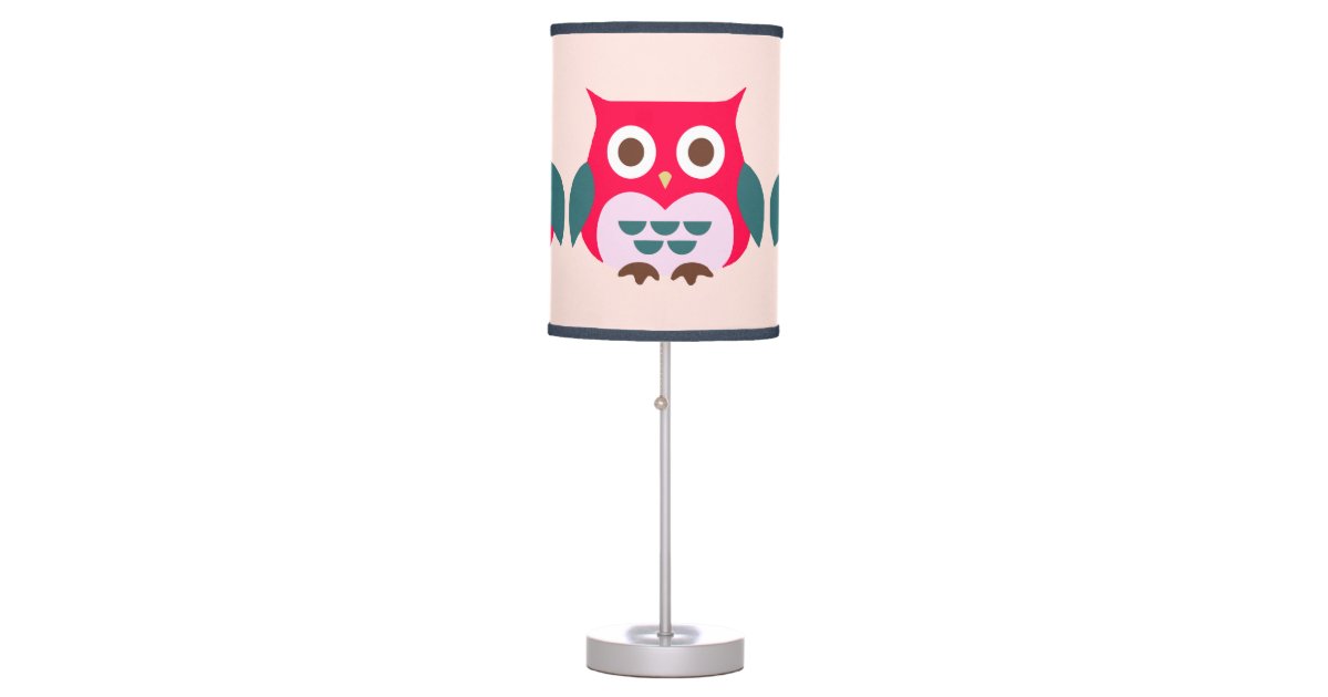 Cute Pink Owl Illustration Table Lamp Zazzle