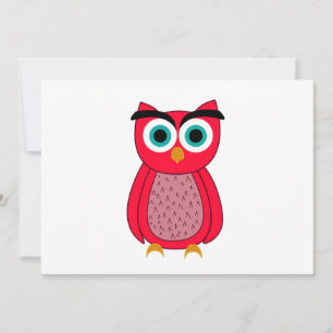 Cute Pink Owl Illustration Thank You Card