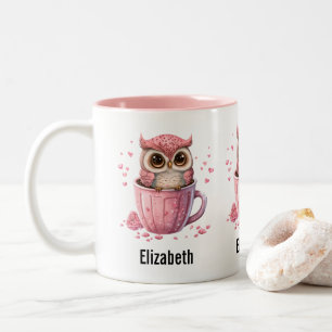 Cute Pink Owl in a Cup