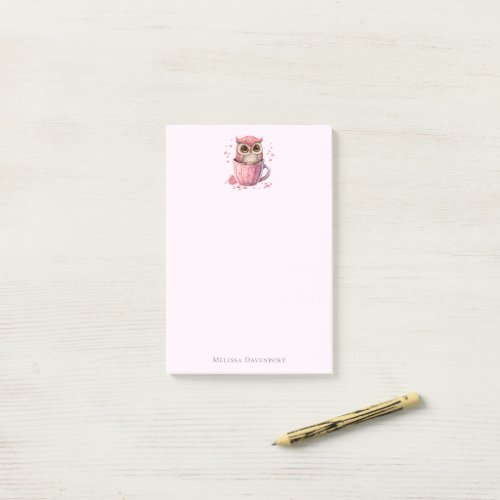 Cute Pink Owl in a Cup Post_it Notes