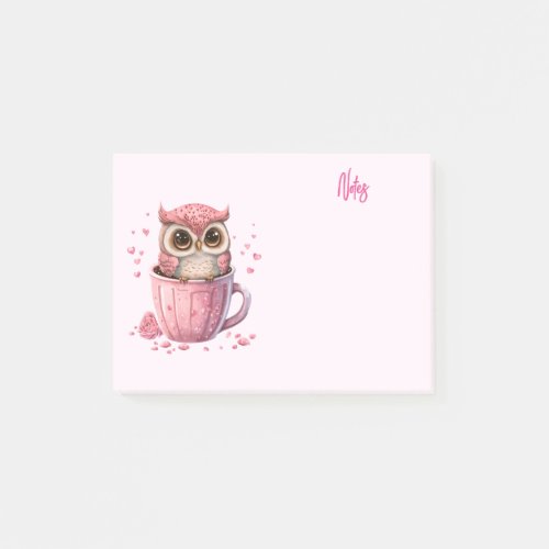 Cute Pink Owl in a Cup Post_it Notes