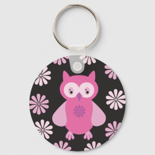 Cute pink owl keychain