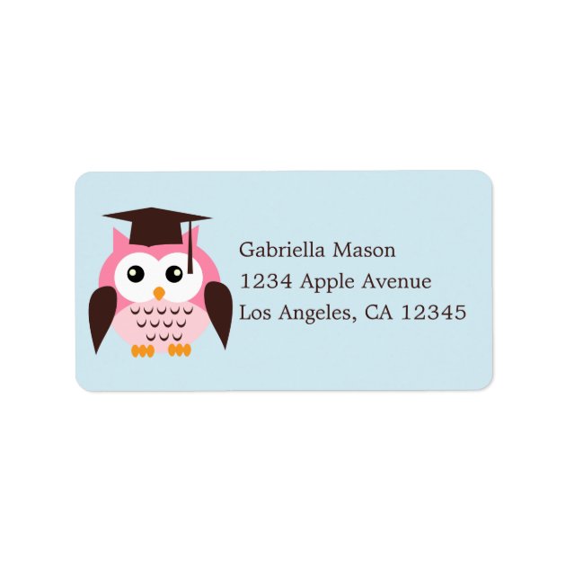 Cute Pink Owl Label