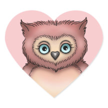 Cute Pink Owl Love Heart Valentine
