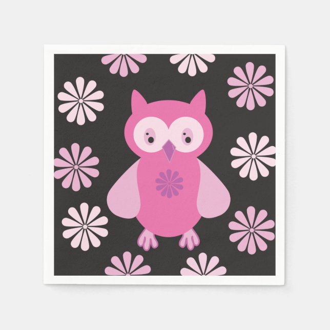 Cute pink owl napkins (Front)