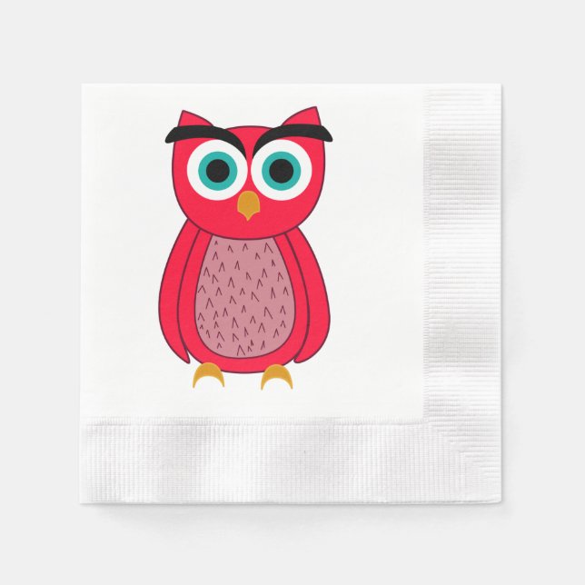 Cute Pink Owl Napkins (Front)