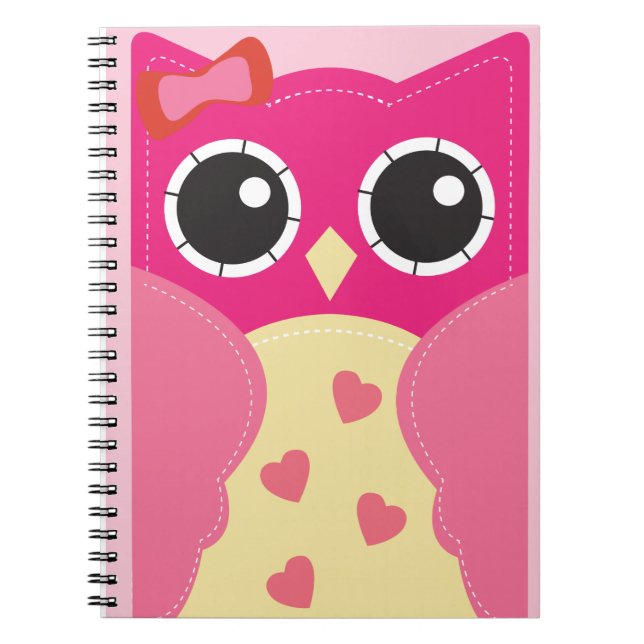 Cute Pink Owl Notebook (Front)