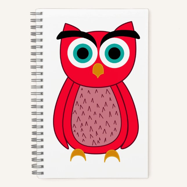 Cute Pink Owl Notebook (Front)
