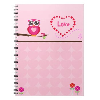 Cute Pink Owl Notebook by eatlovepray at Zazzle