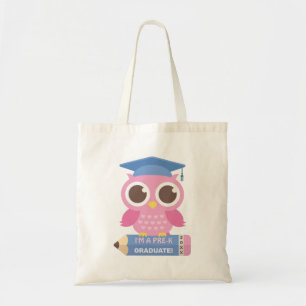Cute Pink Owl On Pencil, Pre K Graduate Tote Bag