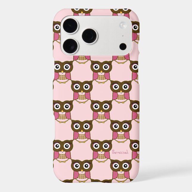 Cute Pink Owl Pattern Choose Case Color (Back)