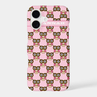 Cute Pink Owl Pattern Choose Color iPhone 17 Case