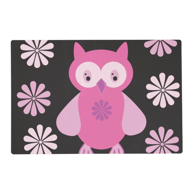 Cute pink owl placemat (Front)