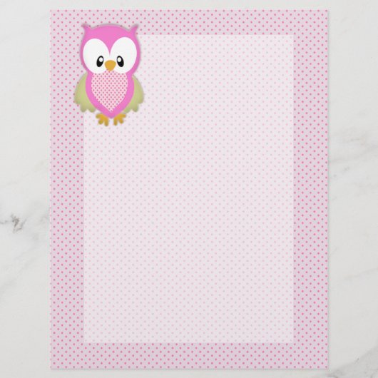 Cute pink owl polka dots pink pattern image print (Front)