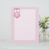 Cute pink owl polka dots pink pattern image print (Standing Front)