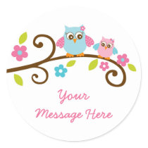 Cute Pink Owl Stickers