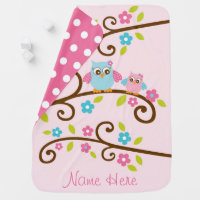 Cute Pink Owl Swaddle Blanket