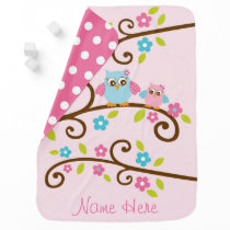 Cute Pink Owl Swaddle Blanket