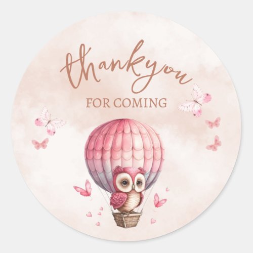Cute Pink Owl Thank You For Coming Sticker