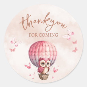 Cute Pink Owl Thank You For Coming Sticker