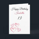 Cute Pink Painted Little Hearts 13th Birthday Card<br><div class="desc">Cute Pink Painted Little Hearts 13th Birthday, a cute birthday design made for any granddaughter. If you're looking for some pretty granddaughter birthday cards, teenager birthday cards or thirteenth birthday cards, this one is for you. The design features some cute watercolor hearts, something attractive and beautiful, so, don't hesitate to...</div>