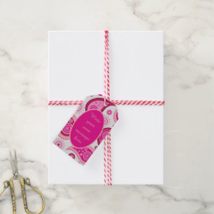 Cute Pink Paisley Custom Message Gift Tags