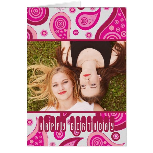 Cute Pink Paisley Custom Photo Birthday