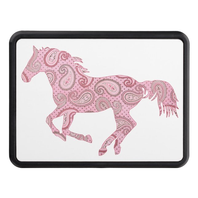 Cute Pink Paisley Horse Trailer Hitch Cover (Front)