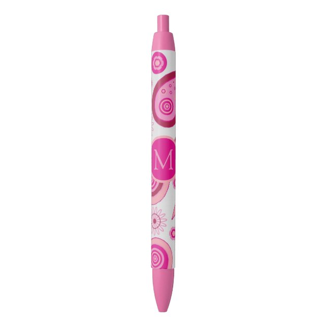 Cute Pink Paisley Monogram Pen (Front Vertical)