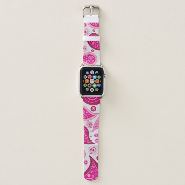 Cute Pink Paisley Pattern Apple Watch Band (Front)