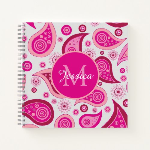 Cute Pink Paisley Personalised Notebook