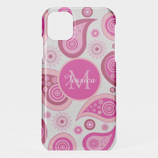Cute Pink Paisley Personalised Uncommon iPhone Case (Back)