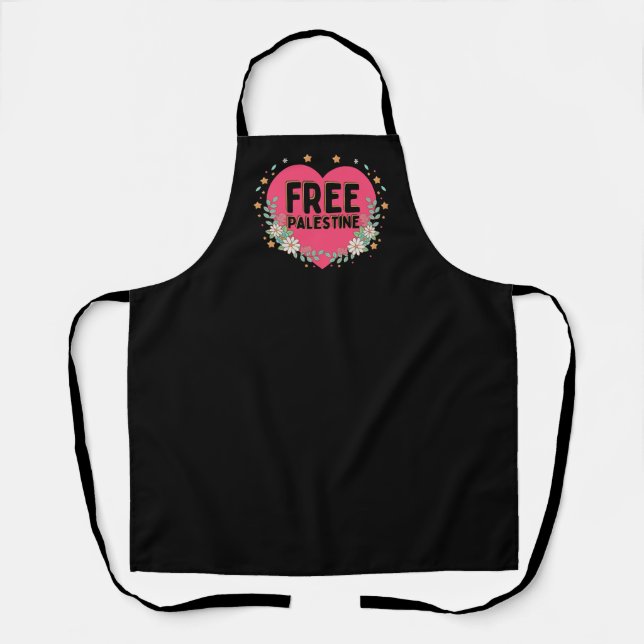 cute pink Palestine heart graphic design Apron (Front)