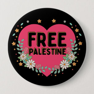 cute pink Palestine heart graphic design Button