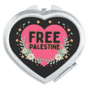 cute pink Palestine heart graphic design Compact Mirror
