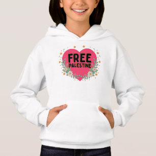 cute pink Palestine heart graphic design Hoodie