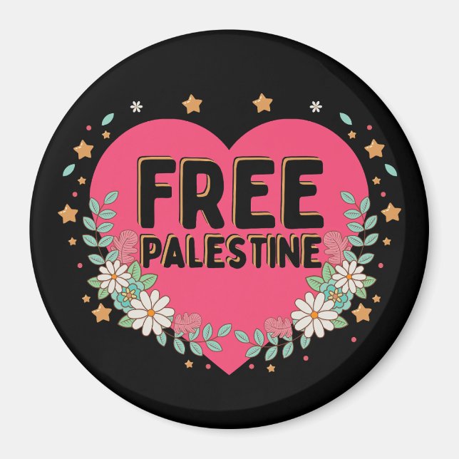cute pink Palestine heart graphic design Magnet (Front)