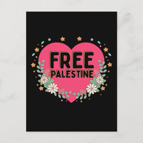 cute pink Palestine heart graphic design Postcard